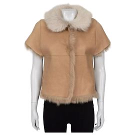 Giacca in shearling di pelle marrone Yves Salomon Taglia 36/S Usato