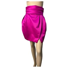 Falda Mini de Satén Fucsia Alexandre Vauthier Talla 38