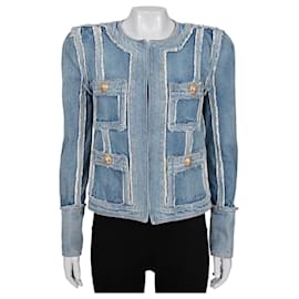 Chaqueta de denim con bordes deshilachados Balmain - Talla FR38 / M de segunda mano