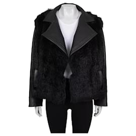 Chaqueta de cuero de cordero negro Balmain con piel sintética Talla 36 S De segunda mano