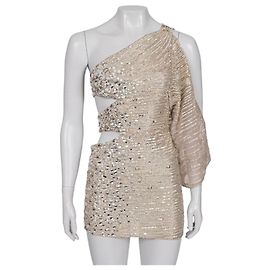 Zuhair Murad Silberne Perlen Cocktailkleid - Größe S Gebraucht