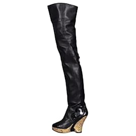 Botas de cuña de cuero negro Chanel París-Moscú - Talla 37,5 Usadas