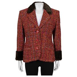 Vintage Multicolor Tweed Jacke von Saint Laurent - 42/ XL gebraucht