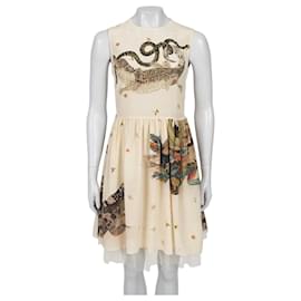 Robe en soie beige Red Valentino avec tulle - Taille L (IT44) D'occasion