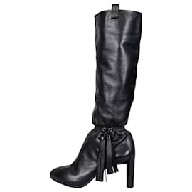 Celine Schwarze Lederfransen Stiefel - Größe 38 Gebraucht - Céline