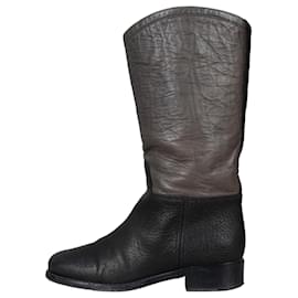 Botas de cuero bicolor Chanel - Negro & Beige - Talla 36.5 - Usado