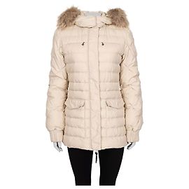 Abrigo blanco de plumas Just Cavalli de piel de mapache sintética - Talla 42/M De segunda mano