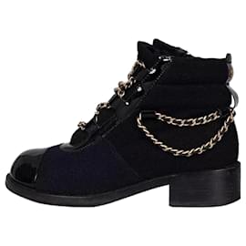 Botas de cadena de textil negro Chanel París-Salzburgo - Talla 39 Usadas