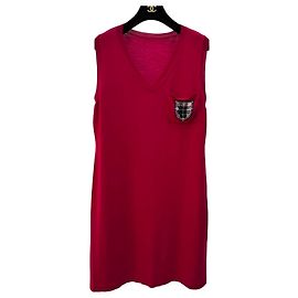 Vestido túnica de suéter Chanel Vintage 2013 con parche de escudo rojo Talla 44-46 Usado