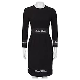 Dolce & Gabbana Black Wool Embroidered Midi Dress Sz36/XXS Pre-owned