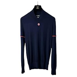 Chanel Navy Cashmere CC Logo Jumper Sz.40 pre-owned