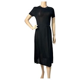 Vestido midi de malha preto Chanel Tamanho 38 Usado