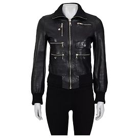 Giacca in pelle nera Dolce & Gabbana - IT38 / XS usata