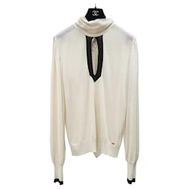 Blusa de cachemira con cuello atado de Chanel elegante - Talla L (FR44) Usada