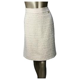 Jupe en tweed blanche Chanel Taille 44 D'occasion