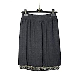 Chanel Tweed bestickter Rock Größe 36 Gebraucht