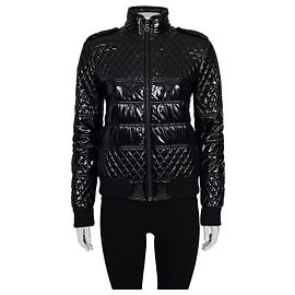 Schwarze, figurbetonte Polyurethanjacke Chanel Herbst 2011 FR40 gebraucht