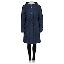 Abrigo de lana azul Chanel Colección Otoño 2012 Talla FR40 Usado