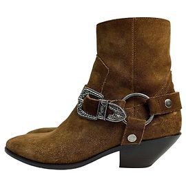 Stivali alla Caviglia WEST HARNESS in Camoscio Marrone SAINT LAURENT Taglia 38.5 Usati