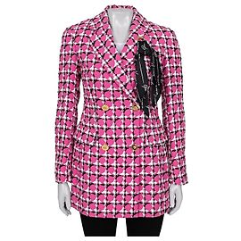 Giacca aderente in misto cotone rosa Versace con bottoni dorati Taglia 38/XS Usato