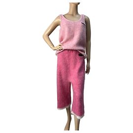 Sonia Rykiel Conjunto de top y pantalones de punto rosa Sonia Ryckiel talla 38 de segunda mano