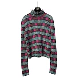 Chanel 2018 Paris-Hamburg Blauer gestreifter Rollkragenpullover Größe 38 Gebraucht