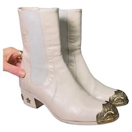 Botines de cuero beige Chanel Paris-Dallas - Talla 37 Usado