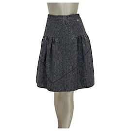 FALDA MIDI DE TWEED NEGRO CHANEL 2014 - TAMAÑO 36FR DE SEGUNDA MANO - Chanel