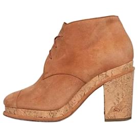 Botines de ante marrón con cordones Chanel - Talla 39 Usado