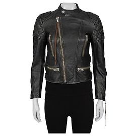 Saint Laurent Black Leather Fitted Biker Jacket Sz.36/S Pre-owned