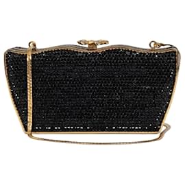 Vorbesitzte Abendtasche mit schwarzen Kristallen von Judith Leiber