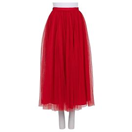 Falda de tul rojo Christian Dior con forro de seda - Talla 36/S Segunda mano