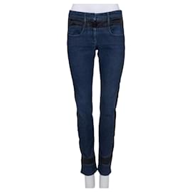 Jeans skinny Chanel azul oscuro con paneles de acento Talla 38 Usado