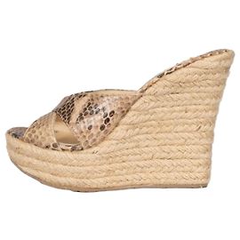 Sandali con zeppa in pelle con stampa animale Jimmy Choo Taglia 36 Usato