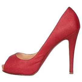Rote offene Textil-Pumps Christian Louboutin 38.5 gebraucht