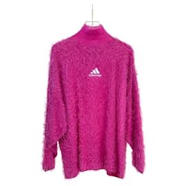 Suéter tunica de punto rosa brillante con cuello alto Balenciaga Talla L de segunda mano