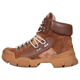 Botines de ante marrón con cordones Gucci - EU 39 De segunda mano
