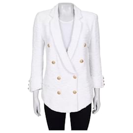 Chaqueta blanca de doble botonadura Balmain Talla M/FR38 de segunda mano