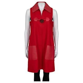NWOT Fendi Red Virgin Wool & Leather Vest - IT42/M Pre-owned