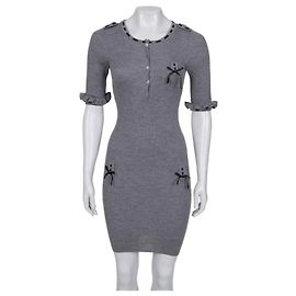 Grau tailliertes Cashmere-Mix-Kleid Christian Dior - FR36 | S gebraucht