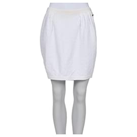 Falda Slim de Algodón Blanco Chic Chanel Talla 40/L de segunda mano
