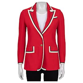 Chaqueta ajustada roja Gucci con ribete contrastante IT38 XS de segunda mano