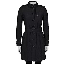 Abrigo acolchado negro con cinturón Burberry - Talla XS (IT38) De segunda mano