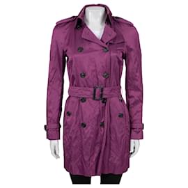 Abrigo trench de doble botonadura púrpura Burberry - Talla 42/M De segunda mano
