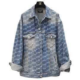 Chaqueta de mezclilla oversized con logo de Balenciaga - XS De segunda mano