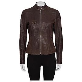 Braune perforierte Lederjacke von Dolce & Gabbana Größe 42/M gebraucht