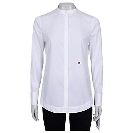 Camicia in cotone bianco con logo ricamato Alexander McQueen - S Usato