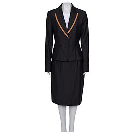 Completo in lana nero a righe Christian Dior FR44 XXL usato