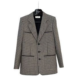 Blazer de lana de pata de gallo con cuatro bolsillos Saint Laurent Talla 38 Segunda mano