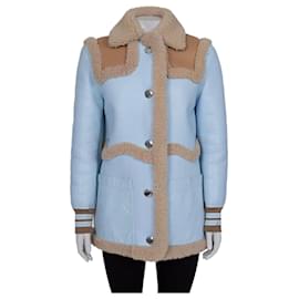 Burberry blauer Schafsledermantel UK4 XXS gebraucht